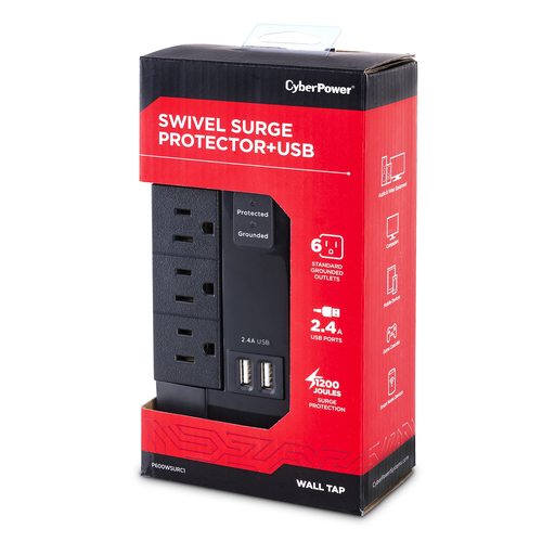 CyberPower P600WSURC1 limitador de tensión Negro 6 salidas AC 125 V imagen 6
