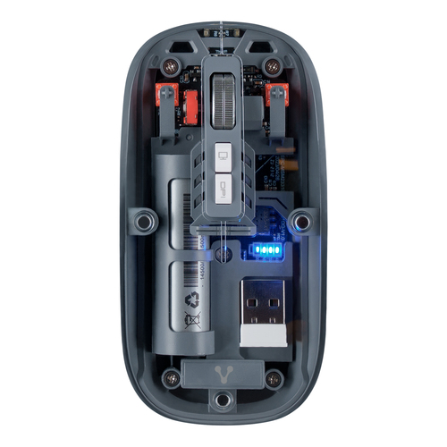 MO-415 Mouse VORAGO MO-415 MOUSE VORAGO MO-415 INALÁMBRICO Y BLUETOOTH HASTA 1600 DPIS RECARGABLE TRANSPARENTE