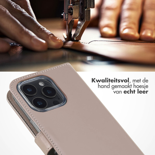 Selencia Echt Lederen Bookcase iPhone 16 Pro Max - Dusty Pink, afbeelding 2