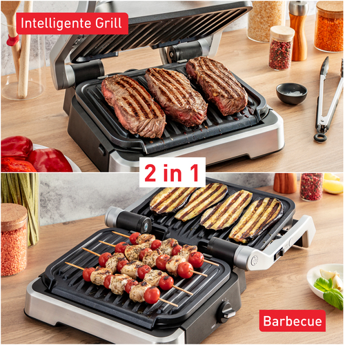 Tefal OptiGrill 2-in-1 intelligente contactgrill en barbecue | 9 automatische programma's | gaarheidsniveau-indicator | opent 180° tot volledige barbecue | 4 temperatuurstanden | vaatwasmachinebestendige platen | 2100 W | GC772D – Foto 2 van 10