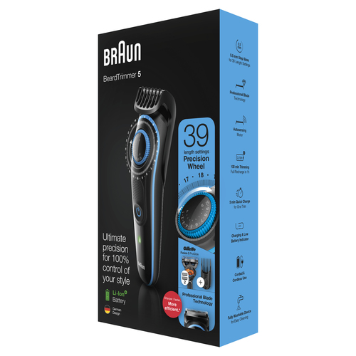 Braun Beard Trimmer BT5240 MenTrimmer & Hair Clipper, 39 Length Settings, Black/Blue – image 3