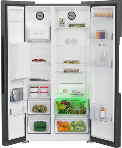 Beko Pro ASP342VPZ American-Style Fridge Freezer - Black Steel, Black - image 3