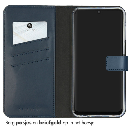 Selencia Echt Lederen Bookcase Samsung Galaxy A15 (5G/4G) - Blauw, afbeelding 3