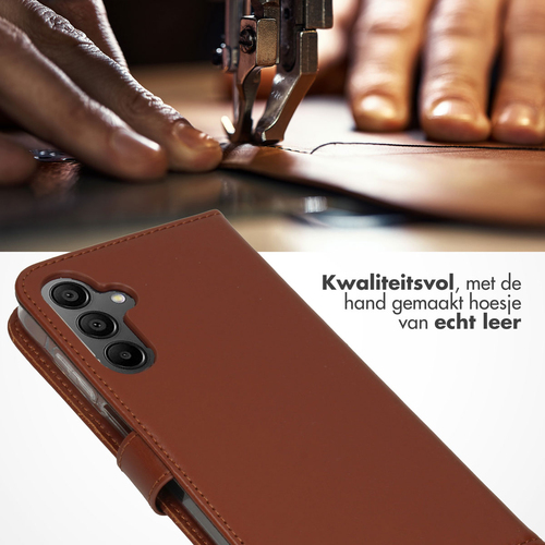 Selencia Echt Lederen Bookcase Samsung Galaxy A15 (5G/4G) - Lichtbruin, afbeelding 2