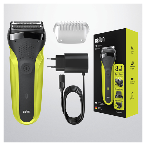 Braun Series 3 81702942 бритва для мужчин Сеточная бритва Триммер Черный, Зеленый