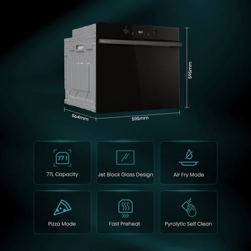 Hisense Hi4 BlackLine BI64221PDBG Electric Pyrolytic Oven - Jet Black, Black - image 2