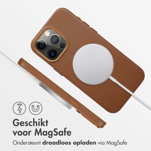 Accezz MagSafe Leather Backcover iPhone 15 Pro Max - Sienna Brown, afbeelding 2