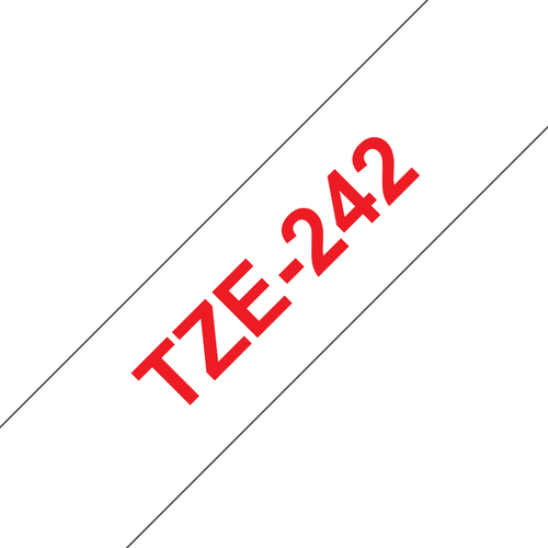 Original Brother P-Touch TZE242 18mm Gloss Tape - Red on White - image 1