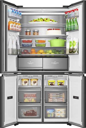 Hisense KitchenFit RQ768N4GBE Total No Frost American Fridge Freezer - Black Glass - E Rated, Black - image 4