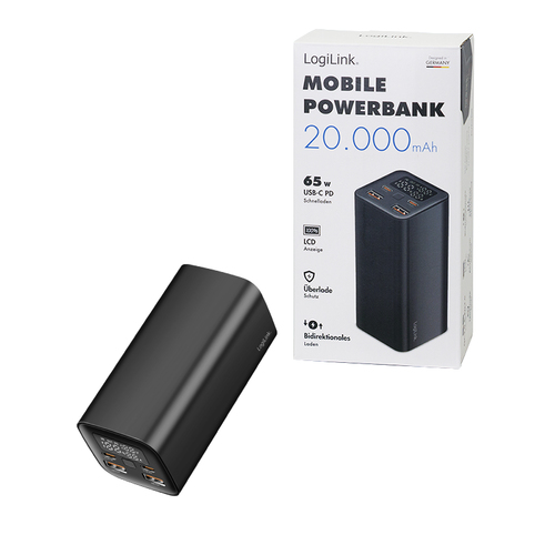 Logilink Powerbank 20000 mAh, QC 3.0 PD 3.0 65W schwarz, afbeelding 6