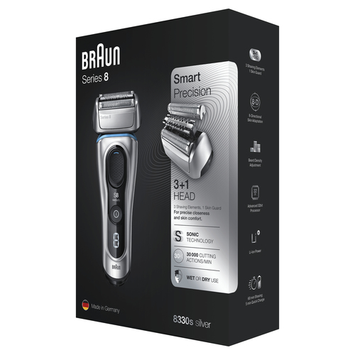 Braun Series 8 8330s Next Generation, Electric Shaver, Fabric Case, Silver – image 6