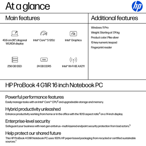 HP ProBook 4 G1iR Intel Core 5 120U 24GB RAM 256GB SSD 16" Windows 11 Pro Business Laptop - image 4
