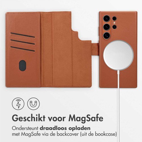 Accezz Leather Bookcase 2-in-1 met MagSafe Samsung Galaxy S24 Ultra - Sienna Brown, afbeelding 3