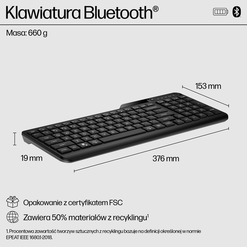 Klawiatura bezprzewodowa HP 460 Multi-device Bluetooth, odporna na zalanie 7N7B8AA