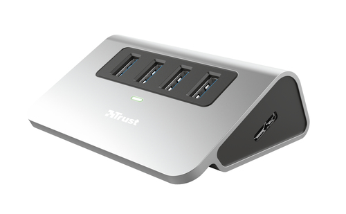Trust 23870 interface hub USB 3.2 Gen 1 (3.1 Gen 1) Type-A 5000 Mbit/s Aluminium, Black – image 2