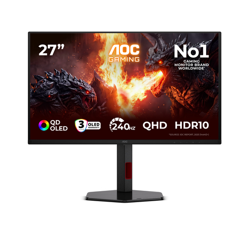 AOC G4 Q27G4ZDR монитор для ПК 67,3 cm (26.5") 2560 x 1440 пикселей Quad HD QD-OLED Черный, Красный