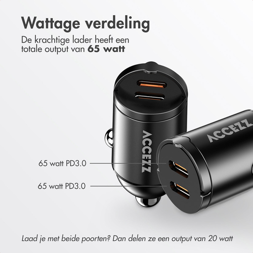 <div>Met de Accezz autolader laad je onderweg razendsnel je apparaten op. Dankzij de dubbele USB-C poorten en Power Delivery 3.0 technologie kun je, afbeelding 6