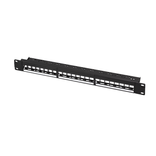 LogiLink Keystone Patchpanel 19", 24 Module, leer, zwart. 1HE