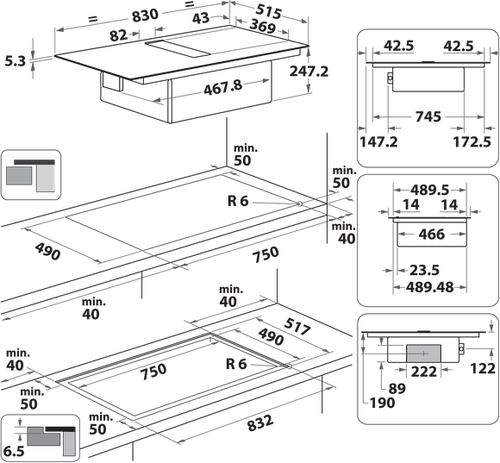 Whirlpool WVHF83BB Inductie kookplaat met afzuiging Zwart, afbeelding 5