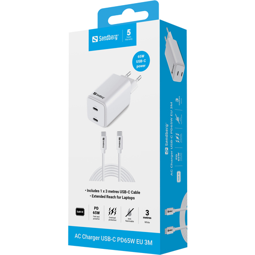 Sandberg AC Charger USB-C PD65W EU 3M – image 5