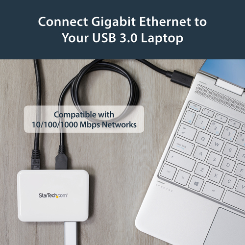 StarTech.com USB 3.0 to Gigabit Ethernet NIC Network Adapter with 3 Port Hub - White – image 8
