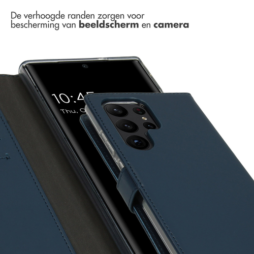 Selencia Echt Lederen Bookcase Samsung Galaxy S23 Ultra - blauw, afbeelding 4