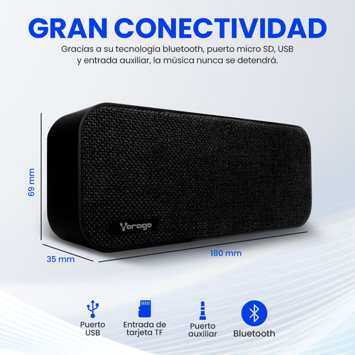 Bocina Portátil Bluetooth VORAGO BSP-150