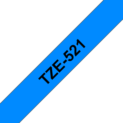 Brother P-touch TZe-521 9mm x 8m Black On Blue Gloss Laminated TZE521 - image 1