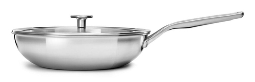 KitchenAid Multi-Ply Stainless Steel Wok with Lid - 28cm in Silver Size: 28 cm Silver 28 cm - image 2