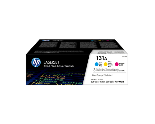 HP 131A zestaw 3 oryginalnych wkładów z błękitnym/purpurowym/żółtym tonerem LaserJet
