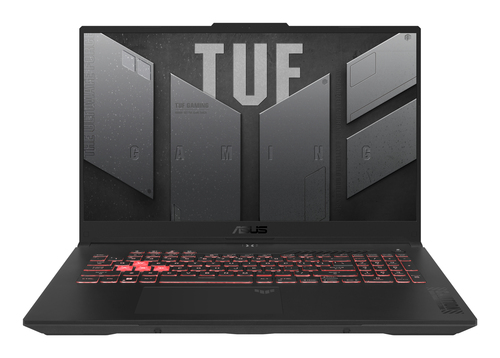 ASUS TUF Gaming A17 FA707NUR-HX011W AMD Ryzen™ 7 7435HS Ноутбук 43,9 cm (17.3") Full HD 16 GB DDR5-SDRAM 1 TB Твердотельный накопитель (SSD) NVIDIA GeForce RTX 4050 Wi-Fi 6 (802.11ax) Windows 11 Home Черный, Серый QWERTZ Немецкий