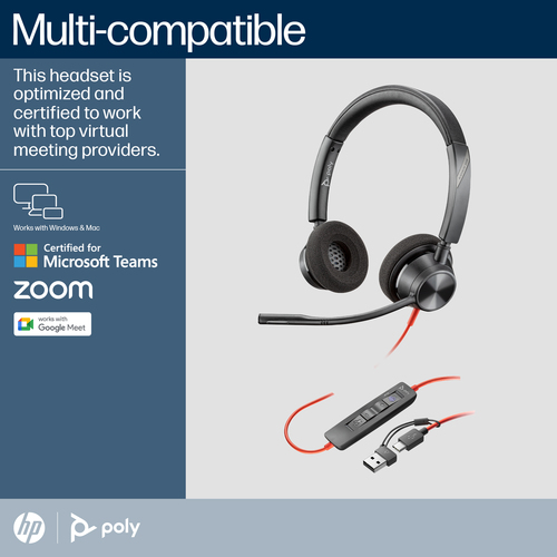 HP Poly Blackwire 3320 Stereo MT Certified USB-C Wired Headset - image 5