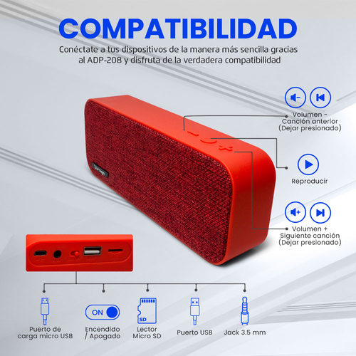 Bocina Portátil Bluetooth VORAGO BSP-150