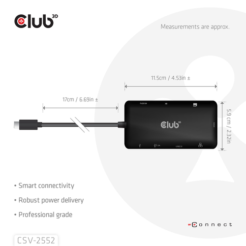 Club 3D 9-1 Dual HDMI Display USB-C Hub PD3.0 100W dockingstation, afbeelding 8