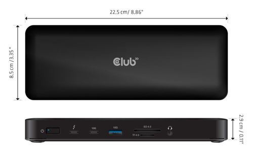 Club 3D 16-in-1 - docking station - USB-C  USB4  Thunderbolt 3  Thunderbolt 4 - 2 x Thunderbolt 4 3 x DP 2 x HDMI - 25GbE – Foto 4 von 4