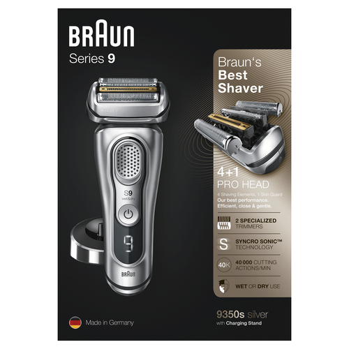 Braun Series 9 9350s Latest Generation Electric Shaver, Charging Stand, Fabric Case, Silver – image 5