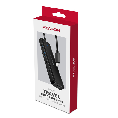 Axagon HUE-C2C 4× USB 5Gbps Hub, 2× USB-A & 2× USB-C, USB-C Power IN – image 7