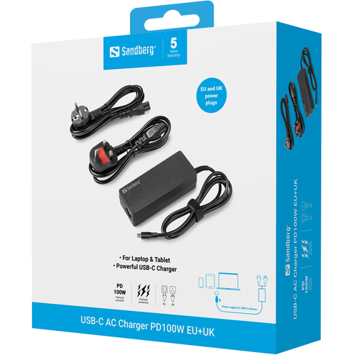 Sandberg USB-C AC Charger PD100W EU+UK – image 6