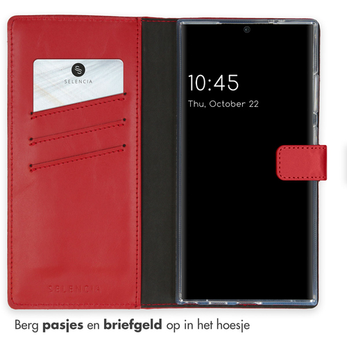 Selencia Echt Lederen Bookcase Samsung Galaxy S24 Ultra - Rood, afbeelding 3