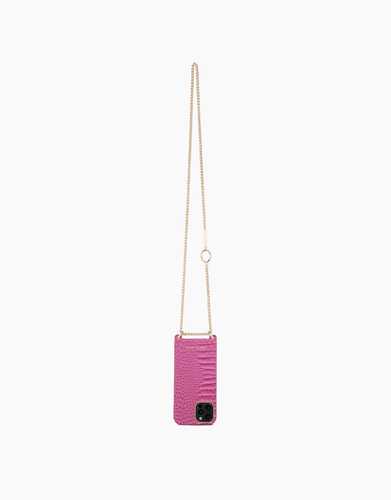 iDeal of Sweden Lilou Necklace Case Fuchsia Croco iPhone 11/XR – image 2