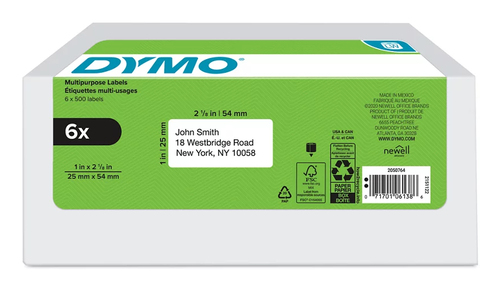 NEWELL-DYMO LABELWRITER 1IN X 2-1/8INWHT MULETRATAGI500CT6PK-6 RL, THESE LABELS
