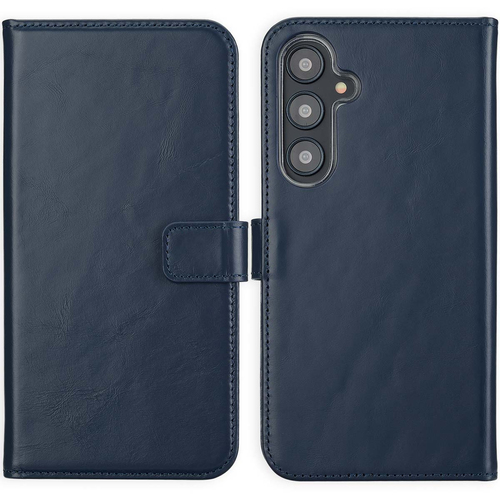 Selencia Echt Lederen Bookcase Samsung Galaxy S24 FE - Blauw