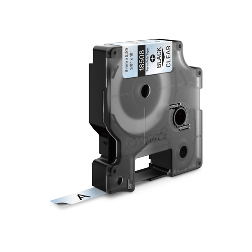 DYMO Dymo Rhino Industrieetiketten Permanent Polyester 9mm x 55m - Schwarz auf Transparent – Foto 3 von 3