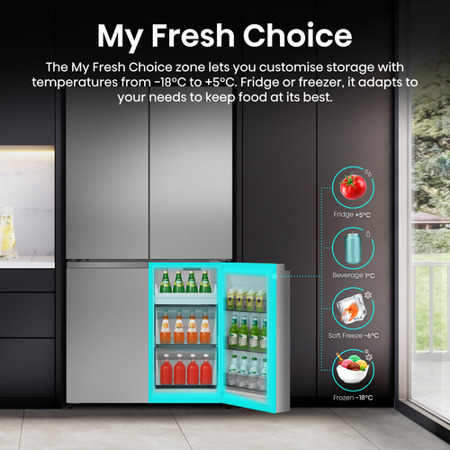 Hisense PureFlex RQ5P640SSSD Wifi Connected Total No Frost American Fridge Freezer - Stainless Steel - D Rated, Stainless Steel - image 4