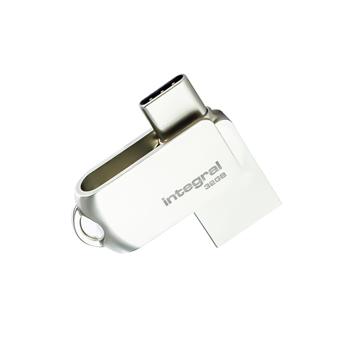 Integral 32GB USB3.0 DRIVE 360-C DUAL TYPE-C METAL UP TO R-150 W-30 MBS ETAIL