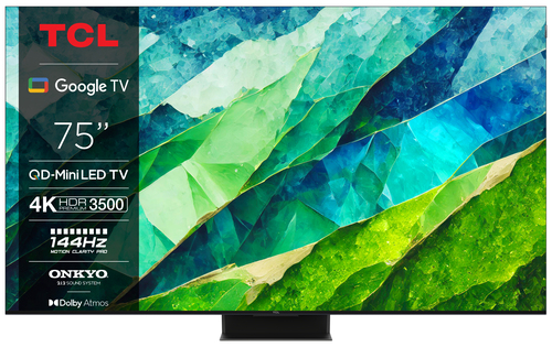 TCL C855 75C855 телевизор 190,5 cm (75") 4K Ultra HD Smart TV Wi-Fi Черный 3500 cd/m²