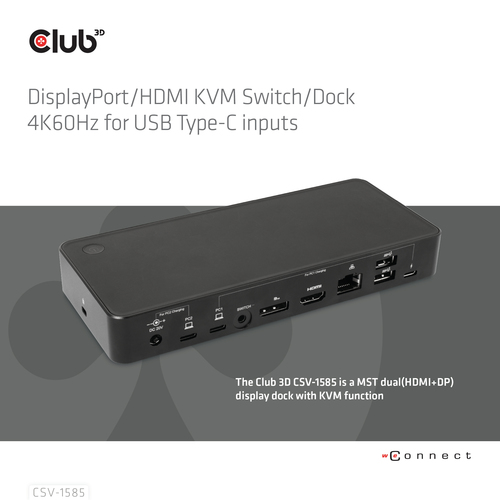 Club 3D DisplayPort/HDMI Dock 4K60Hz dockingstation, afbeelding 2