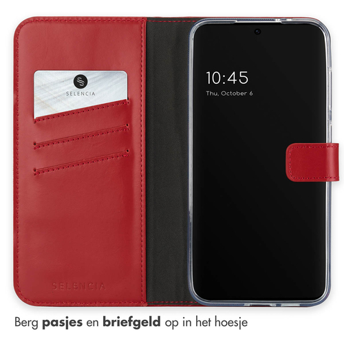 Selencia Echt Lederen Bookcase Samsung Galaxy S24 FE - Rood, afbeelding 2
