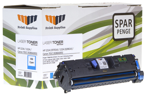 MM Cyan Laser Toner - HP 121A & 122A (C9701A / Q3961A) / Canon CRT-701C (9286A003) - For HP Color LaserJet / Canon LBP & MF