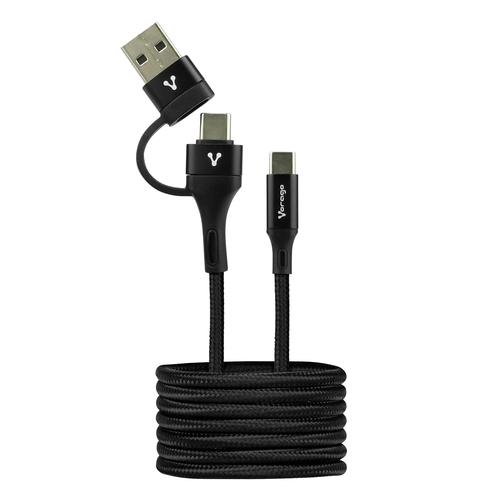 CABLE VORAGO CAB-126 TIPO C ADA  PTADOR USB A PD 60W CARGA RAP NEGRO - Código: CAB-126 | Compra en Guadalajara